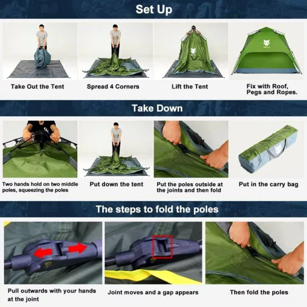 Night Cat Waterproof 4 Person Instant Pop Up Tent - Image 4